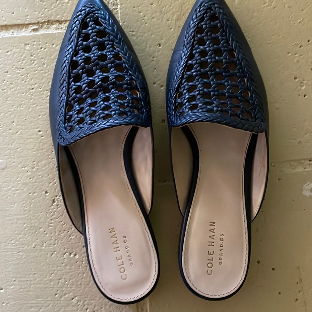 Cole Hahn navy mules